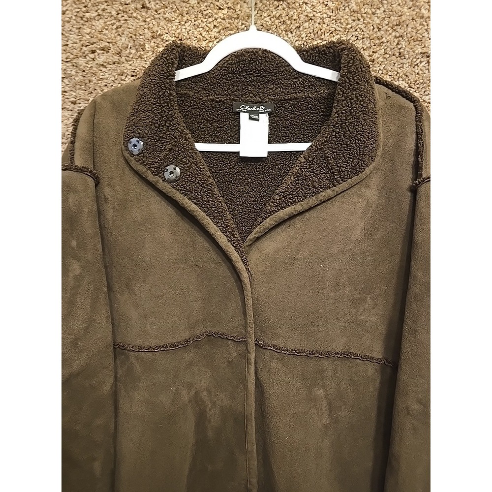 Coffe Faux suede Reversible Riding jacket -XLarge - Picture 3 of 8
